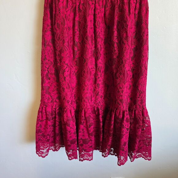 Gal Meets Glam Stella Lace Dress in Raspberry Red RARE Midi Size 6 - Picture 7 of 9